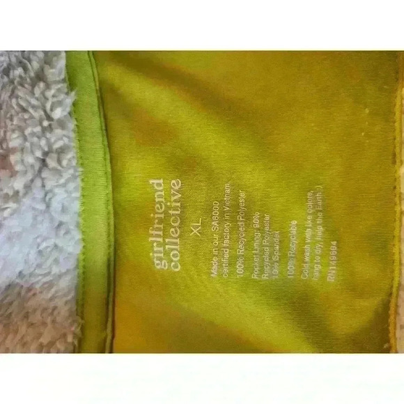 Girlfriend Collective Cream Yellow Recycled Fleece Half Zip Sweatshirt Pockets - Picture 7 of 16